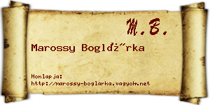 Marossy Boglárka névjegykártya
